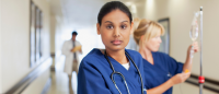 nurse in hallway of hospital